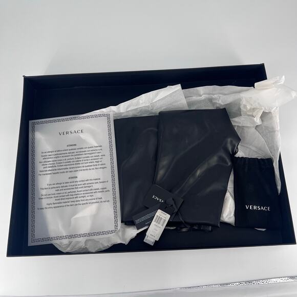 Versace Lattice High Waist Latex Leggings Sz 38/ US 2/ XS - Picture 10 of 11